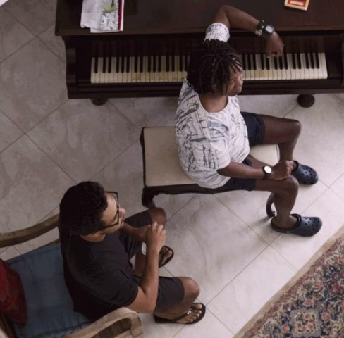 Milton Nascimento e Alexandre Ito, descanso do ensaio